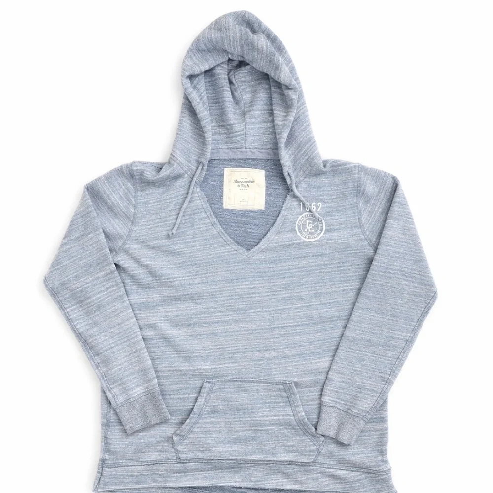 Abercrombie & Fitch Light Blue V-Neck Hooded Sweater Size M/L - Picture 1 of 9